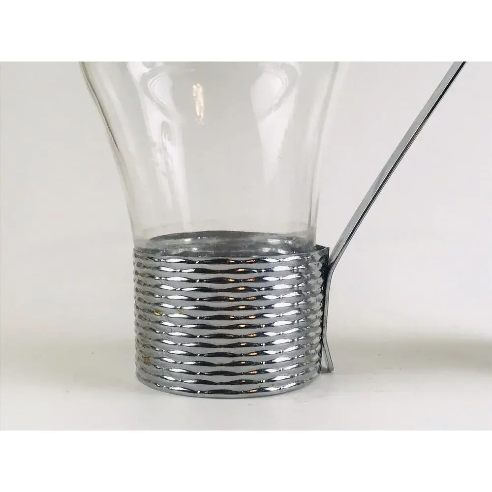 Vintage Federal Glass tumblers silver Colored handle MCM Cup Modern Mid Century